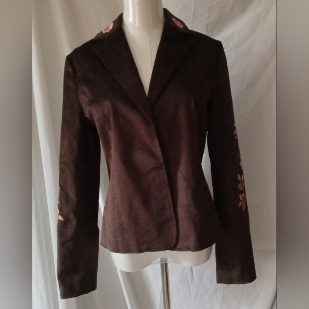 Vintage Womens Brown Soft Corduroy Blazer By evelyn - Size 6